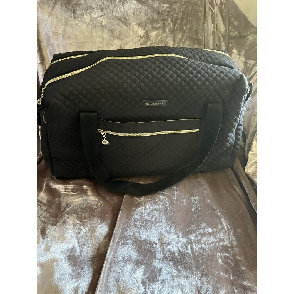 Bagsmart Weekender Overnight bag Duffle Carry On Bag 31L Quilted Black NEW READ